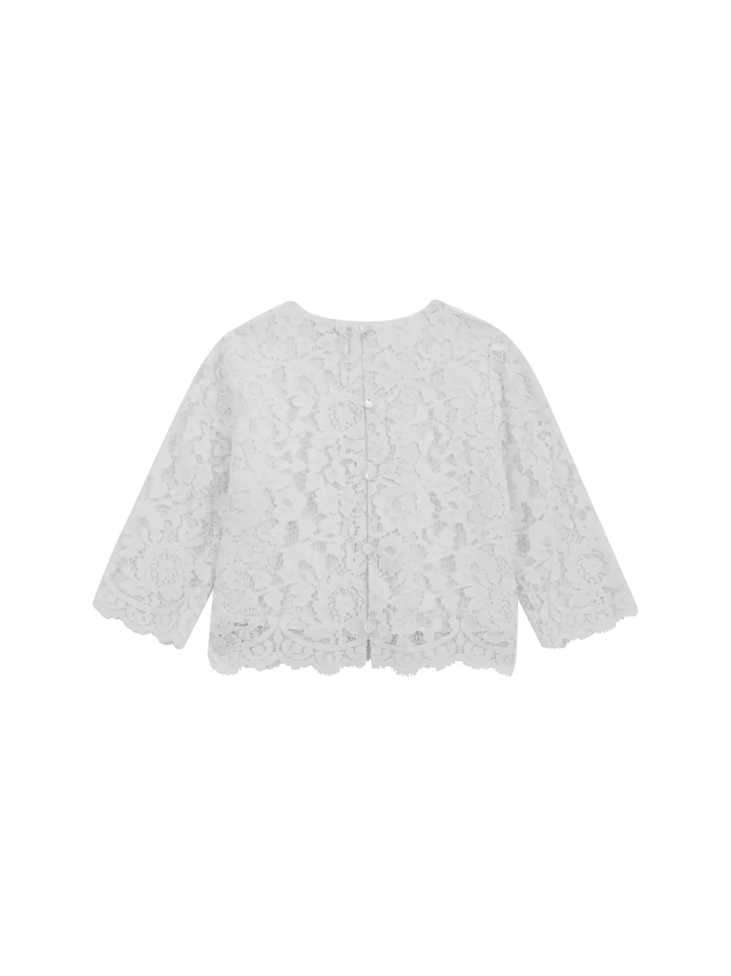 Blusa pizzo manica 3/4 cerimonia bambina bianco