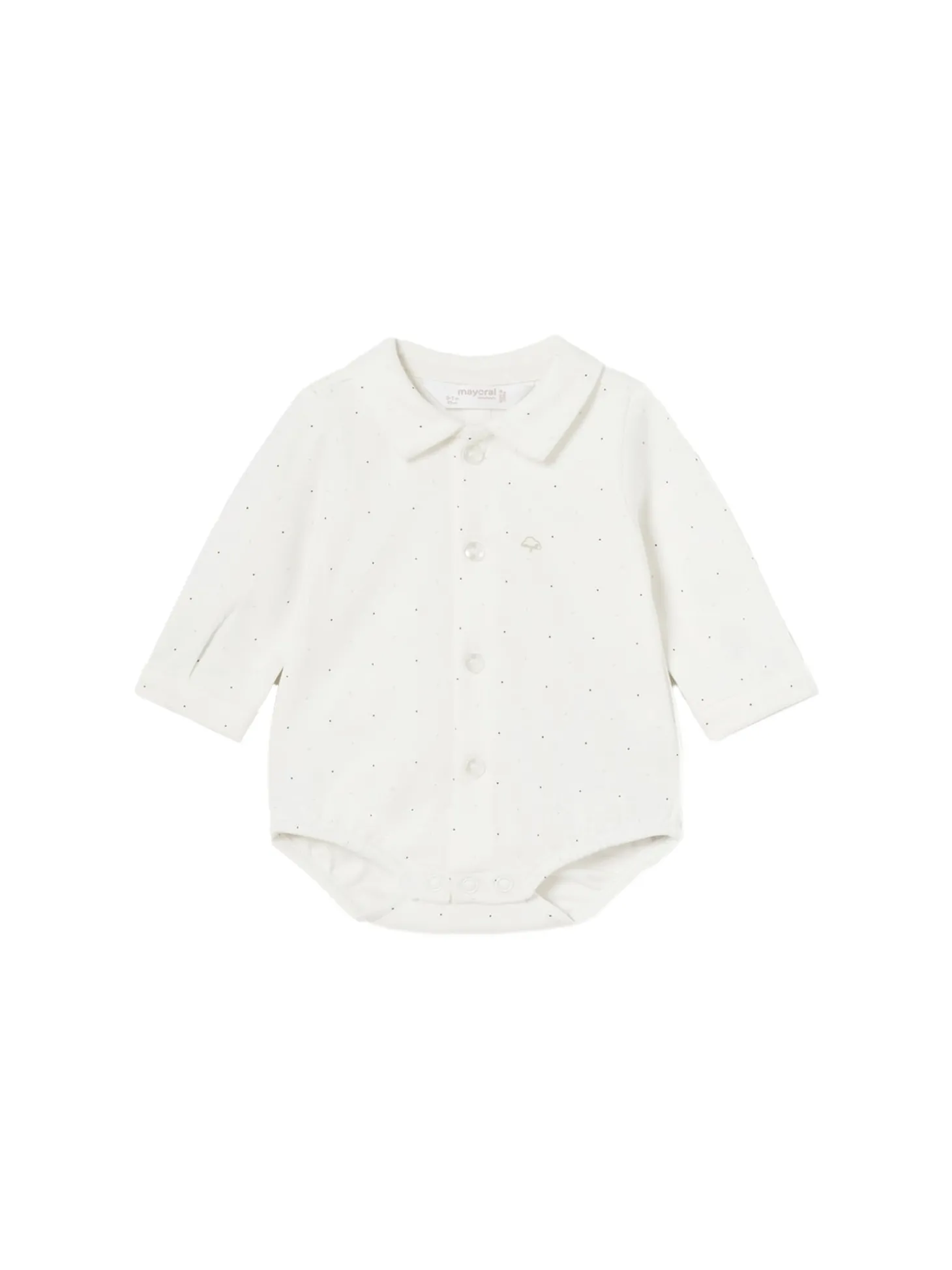 Body camicia pois in cotone panna