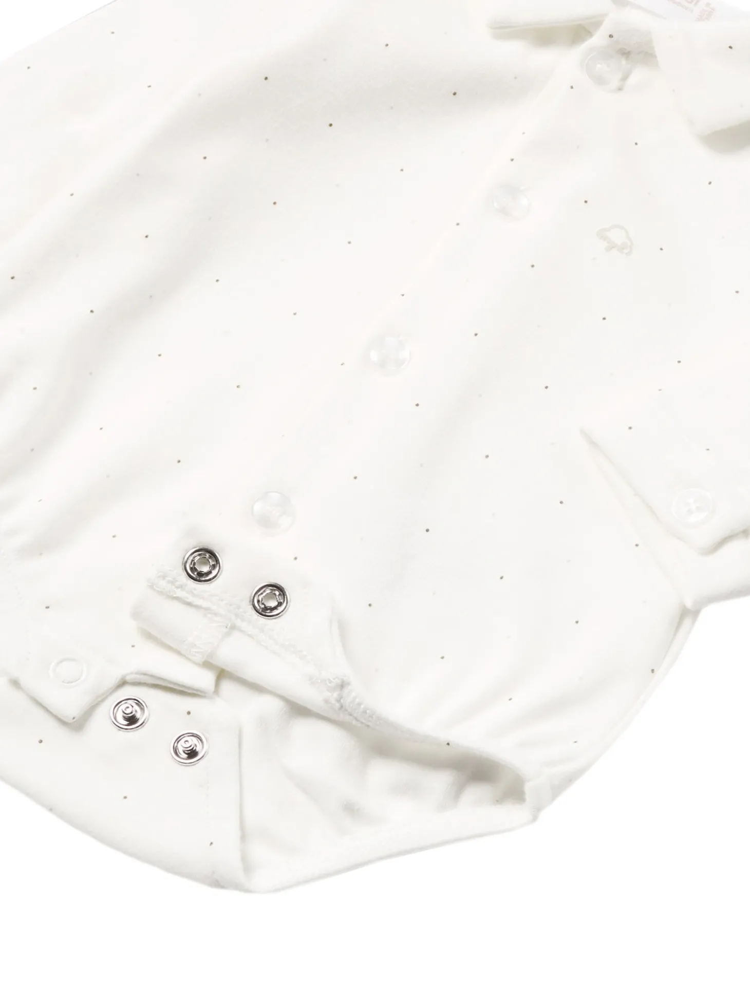 Body camicia pois in cotone panna