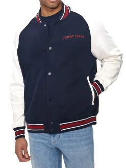 Bomber circle varsity con stampa sul retro blu