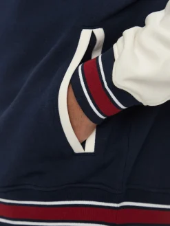 Bomber circle varsity con stampa sul retro blu