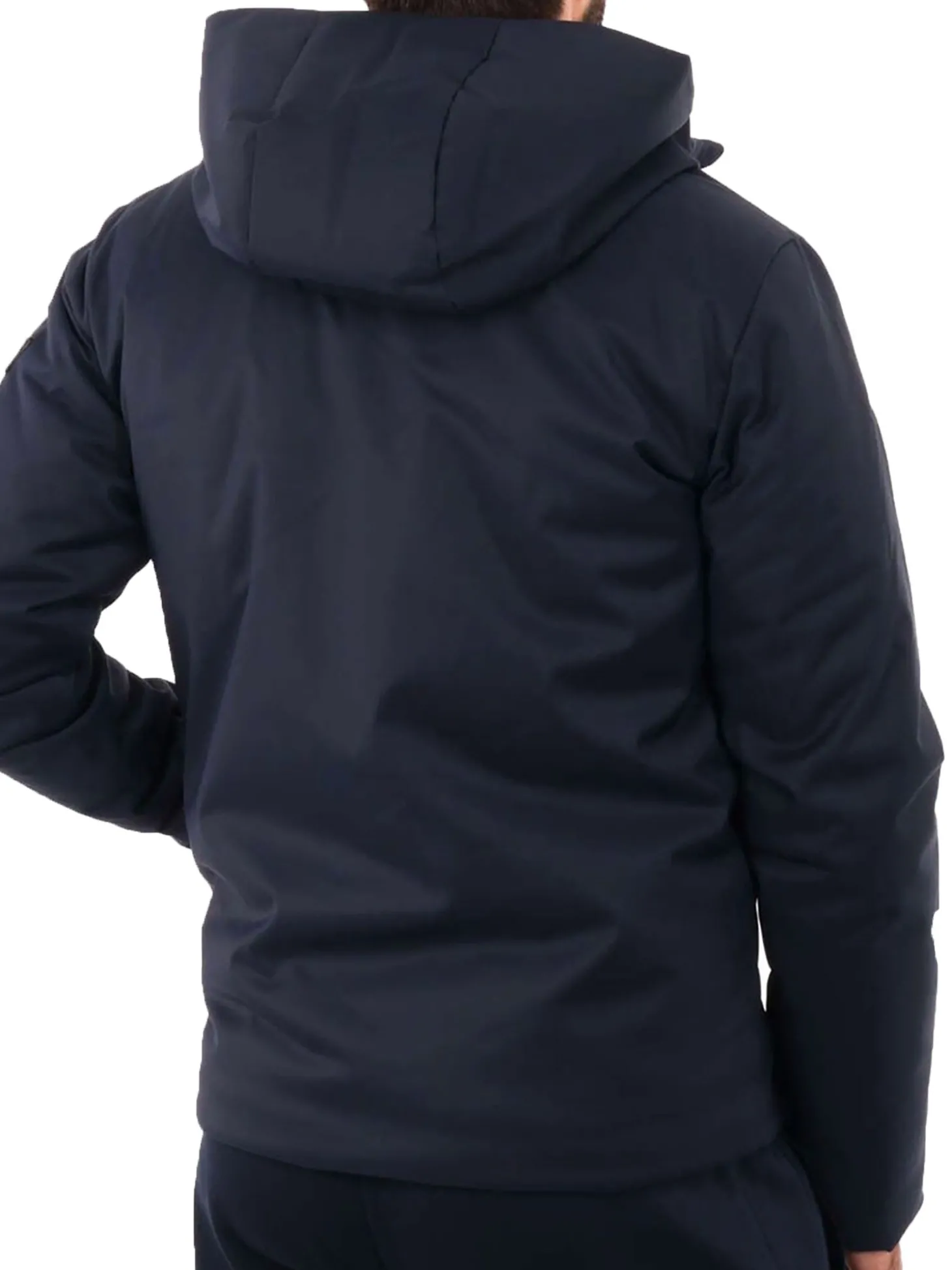 Bomber con zip e cappuccio in nylon blu