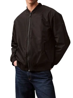 Bomber con zip in nylon imbottito nero
