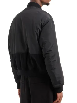 Bomber con zip in nylon nero/grigio