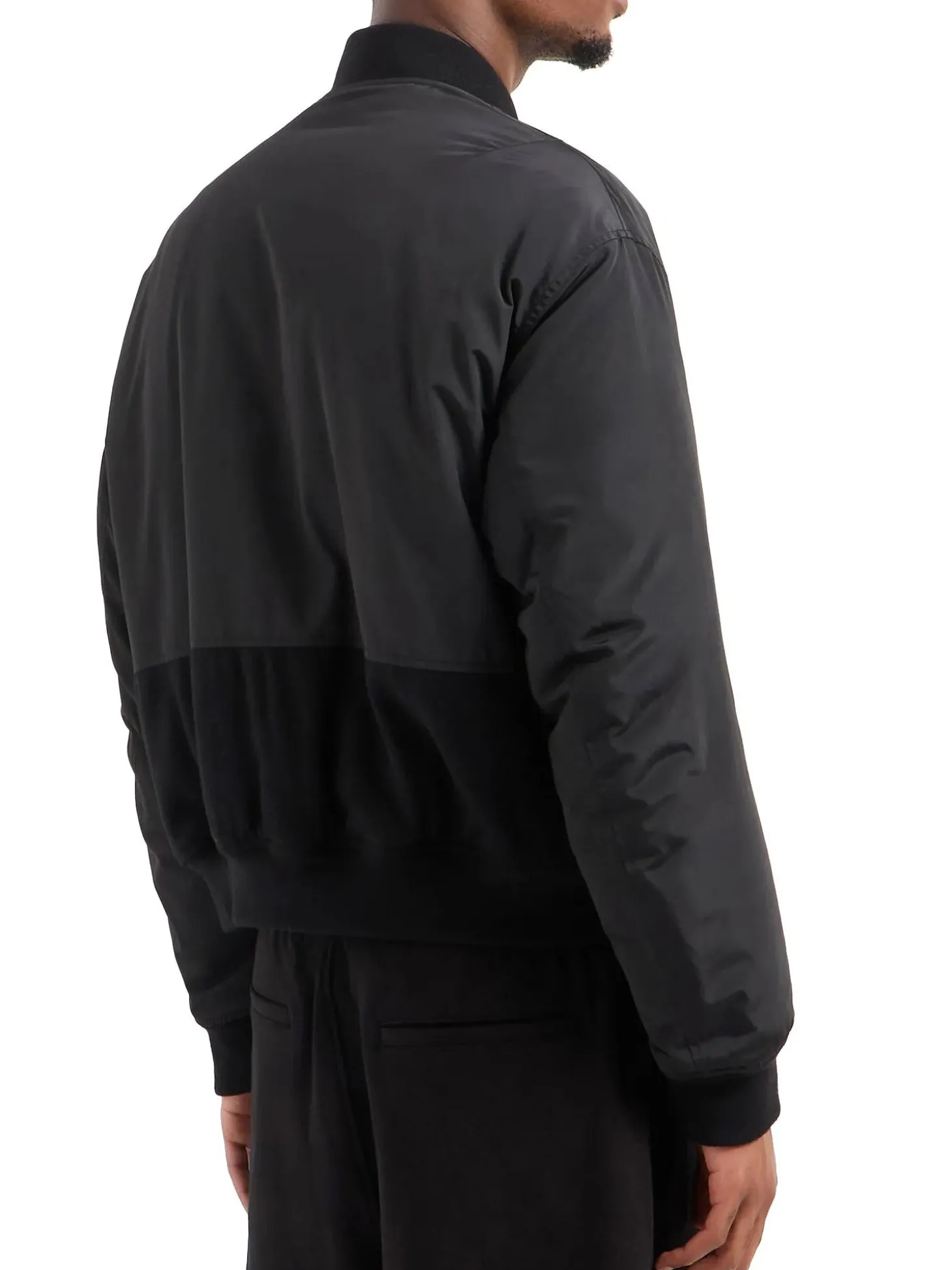 Bomber con zip in nylon nero/grigio
