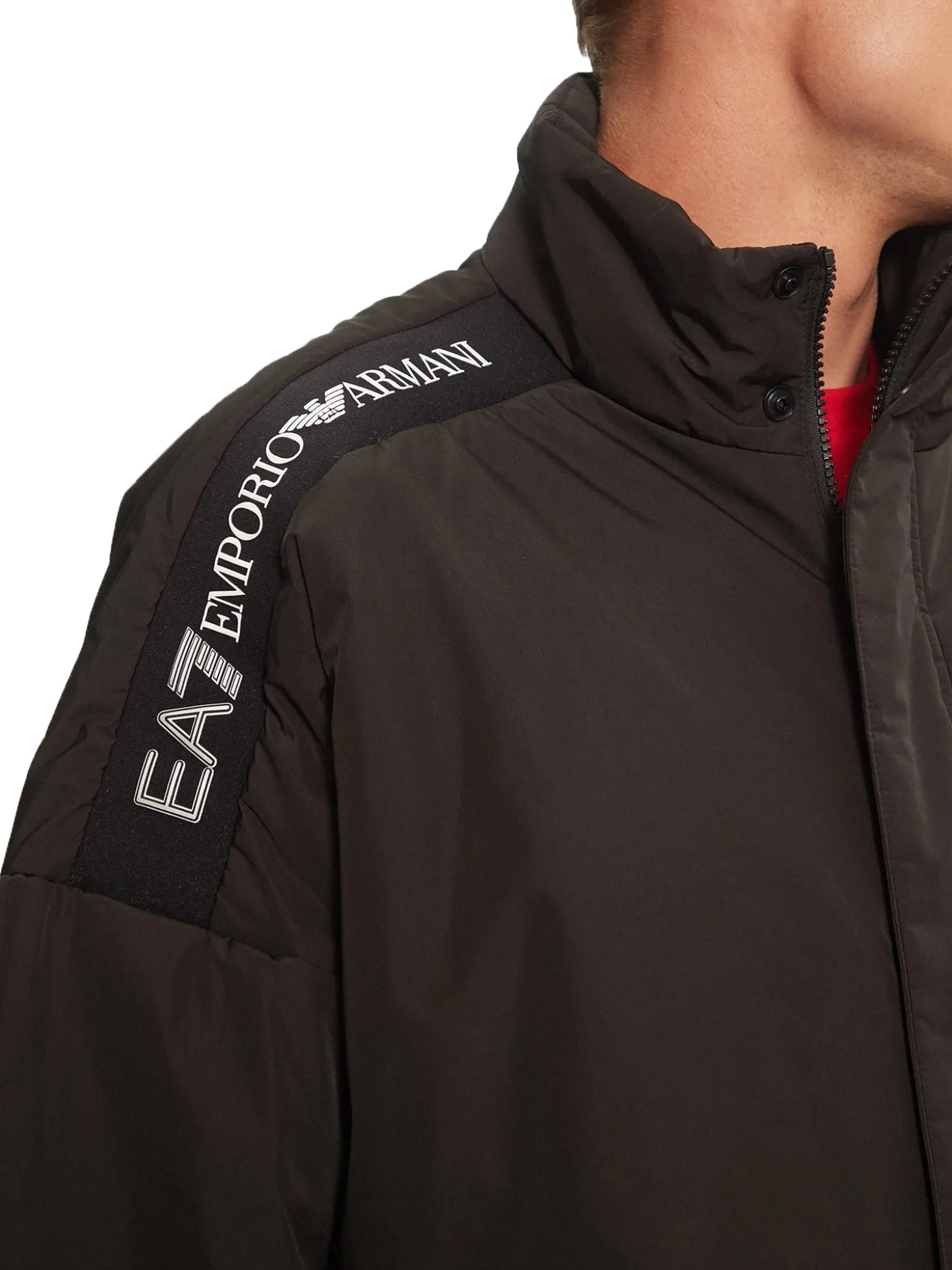 Bomber con zip logo tape sulla spalla nero