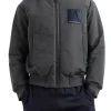 Bomber con zip patch logo grigio scuro