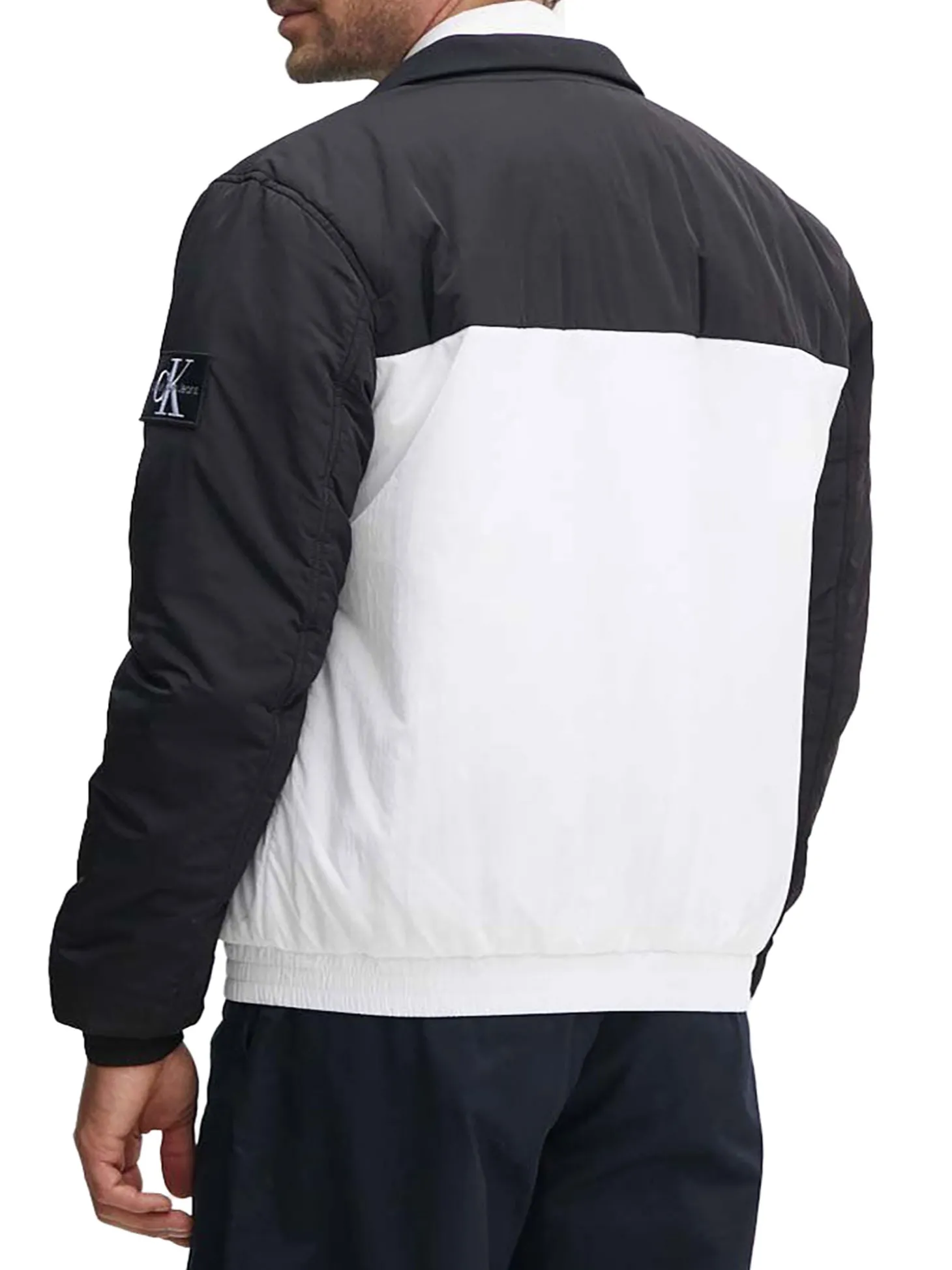 Bomber Harrington con zip con patch del logo bianco/nero