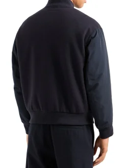Bomber in panno con zip patch logo blu