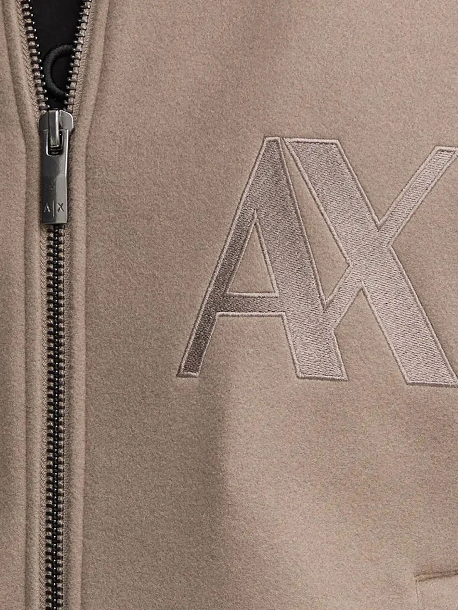 Bomber in panno con zip patch logo beige