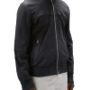 Bomber in pelle scamosciata blu