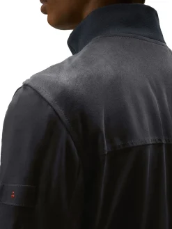 Bomber in pelle scamosciata blu