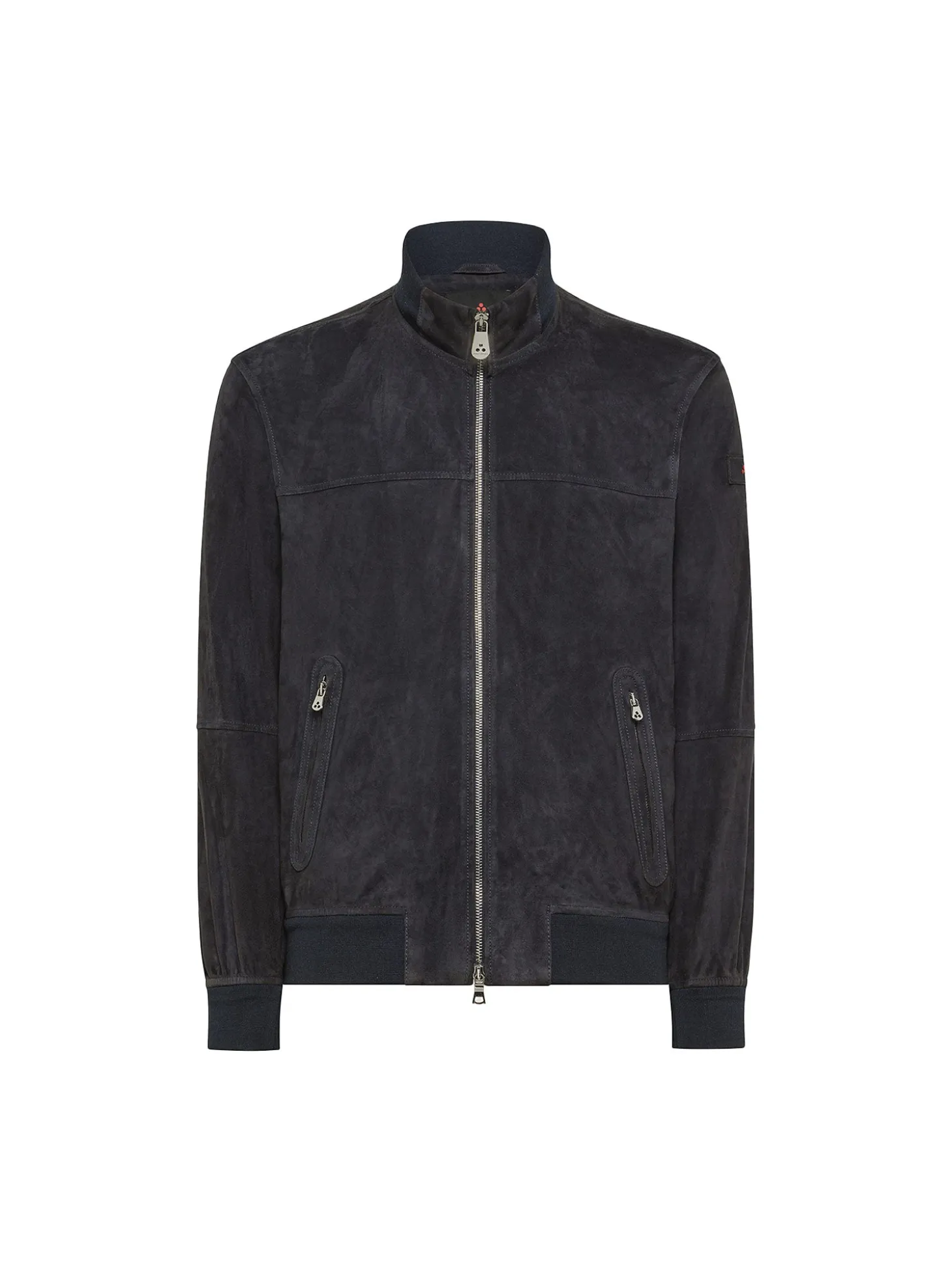 Bomber in pelle scamosciata blu
