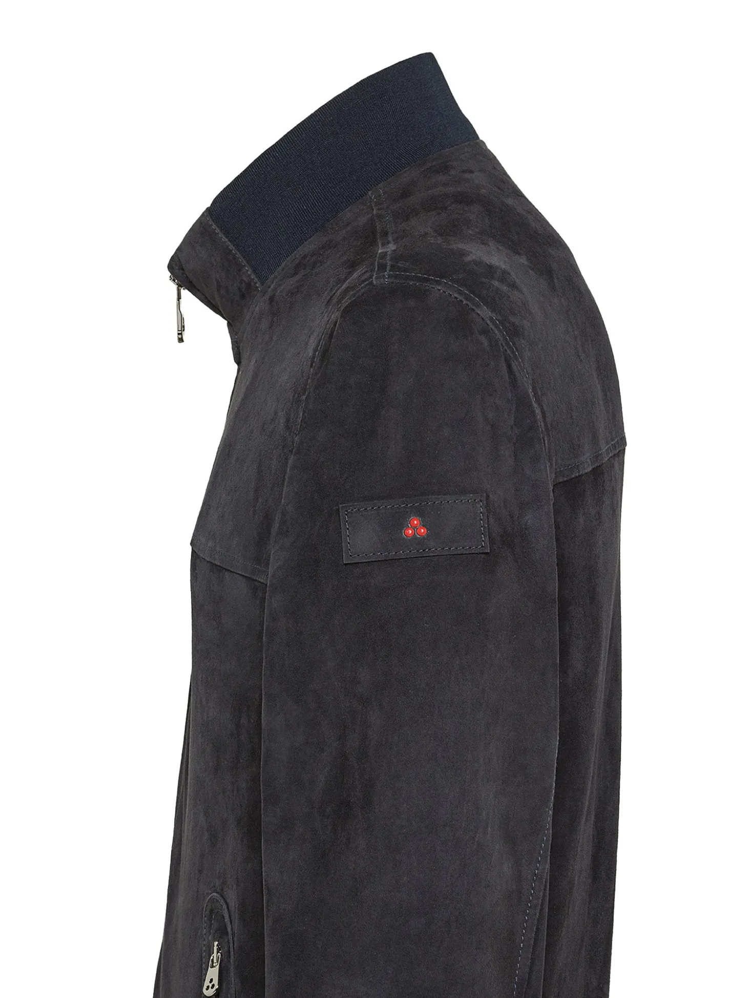 Bomber in pelle scamosciata blu
