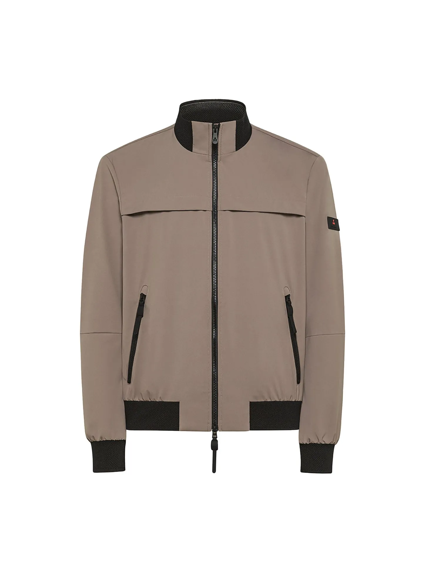 Bomber stretch in tessuto tecnino beige