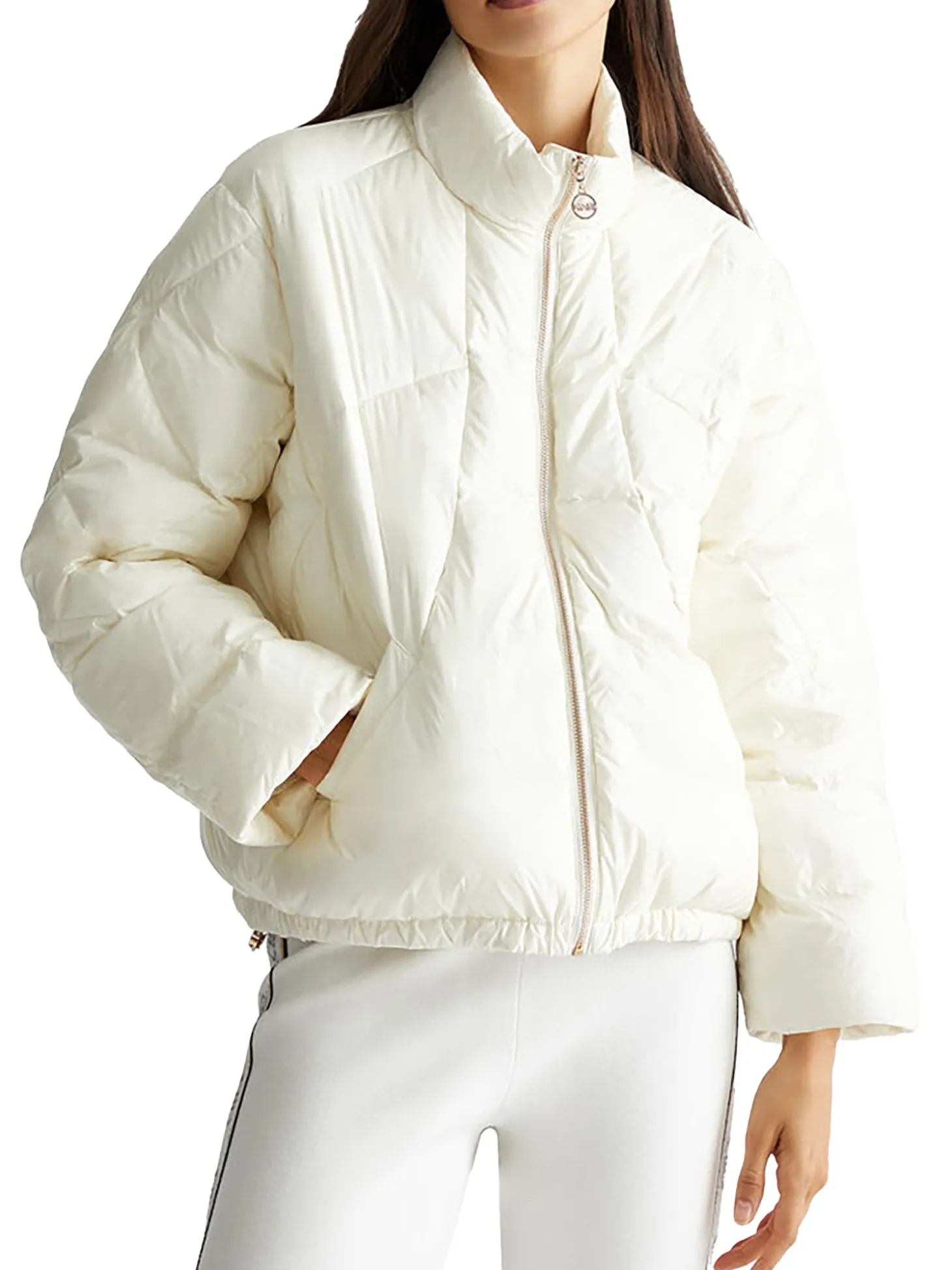 Bomber zip over nylon bianco