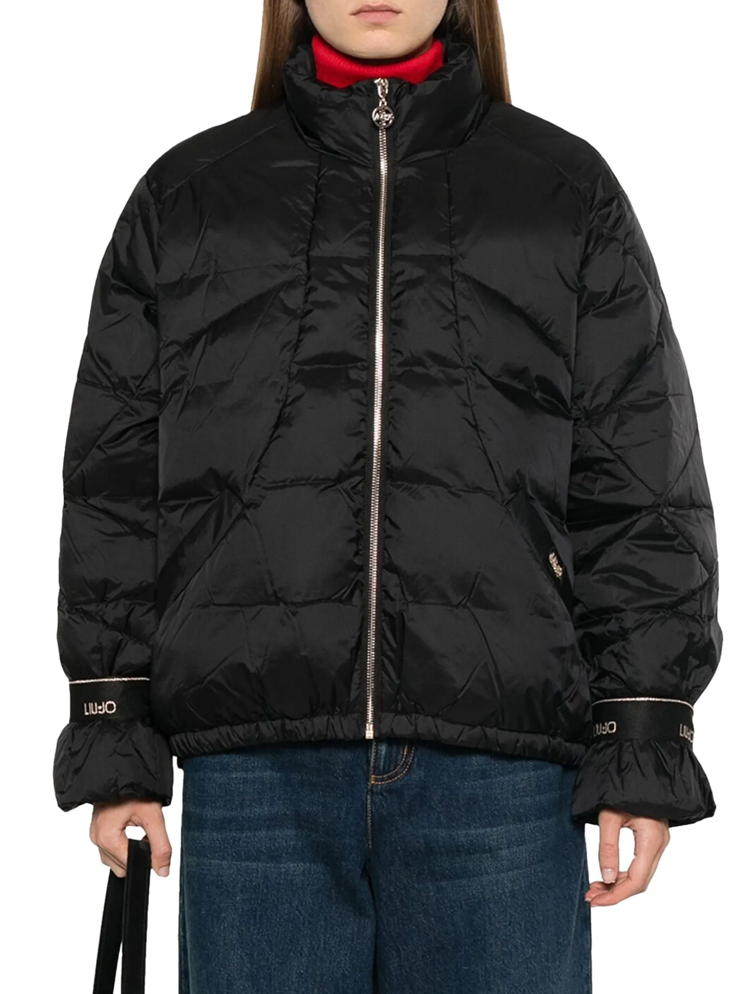 Bomber zip over nylon nero
