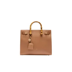 Borsa a mano con manici bamboo moro