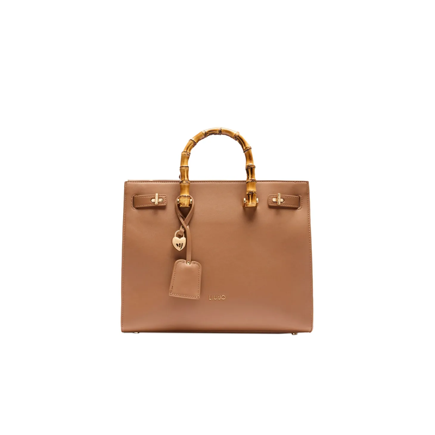 Borsa a mano con manici bamboo moro