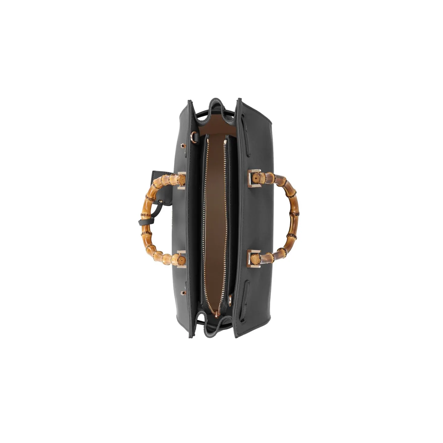 Borsa a mano con manici bamboo nero