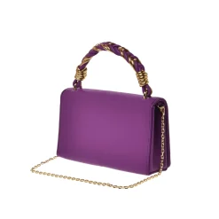 Borsa a mano con manico intrecciato viola