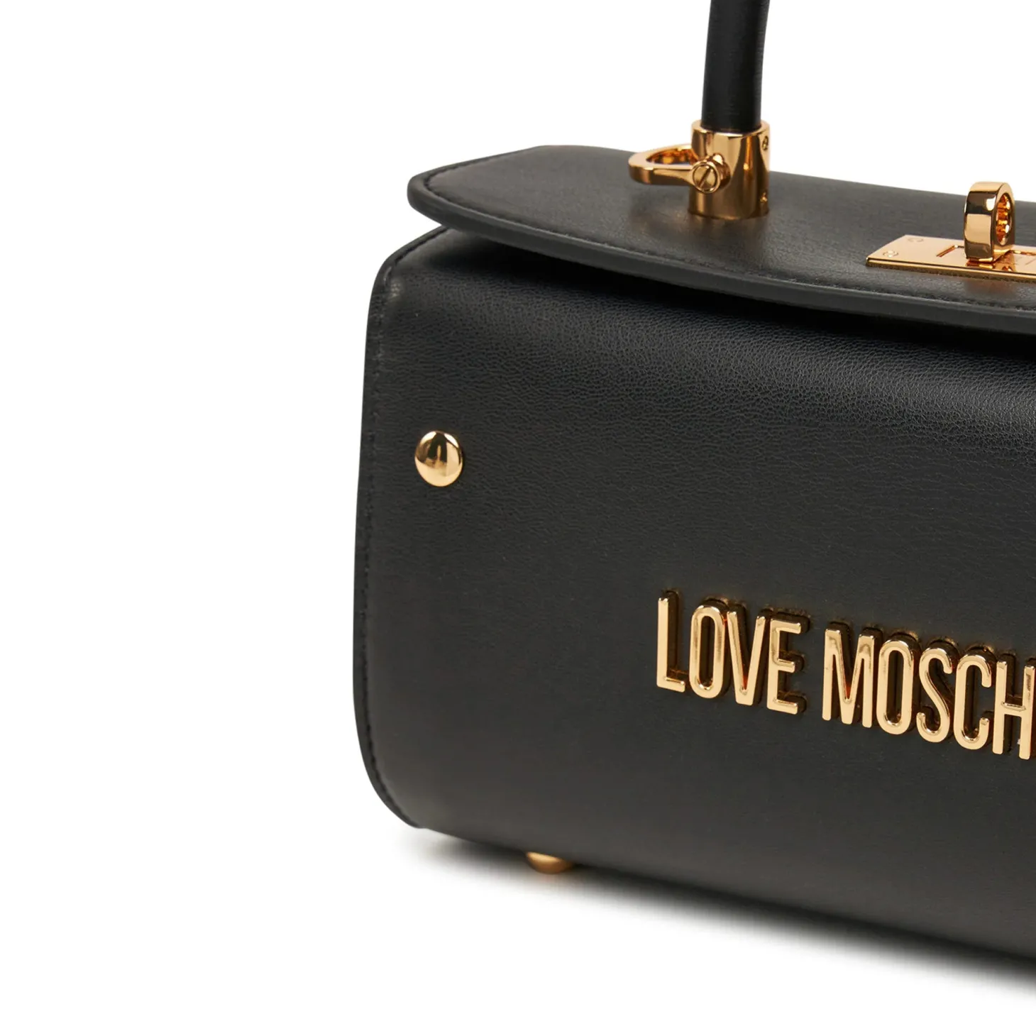 Borsa a mano stile bauletto con logo frontale nero