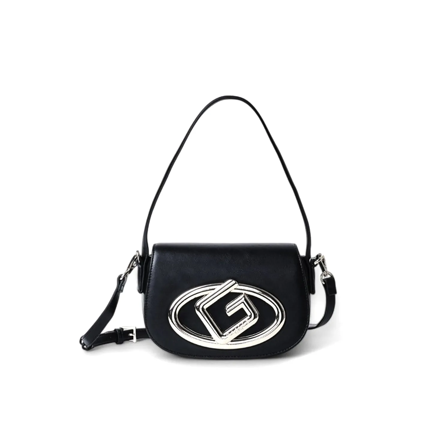 Borsa a spalla con maxi logo nero