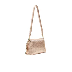 Borsa a spalla con strass cipria