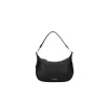 Borsa a spalla in ecopelle con logo dorato nero