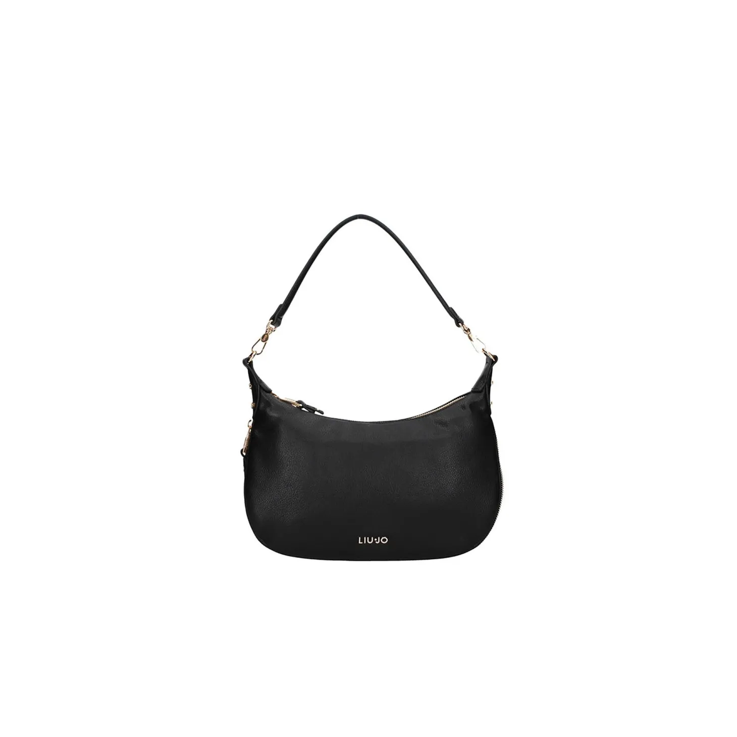 Borsa a spalla in ecopelle con logo dorato nero