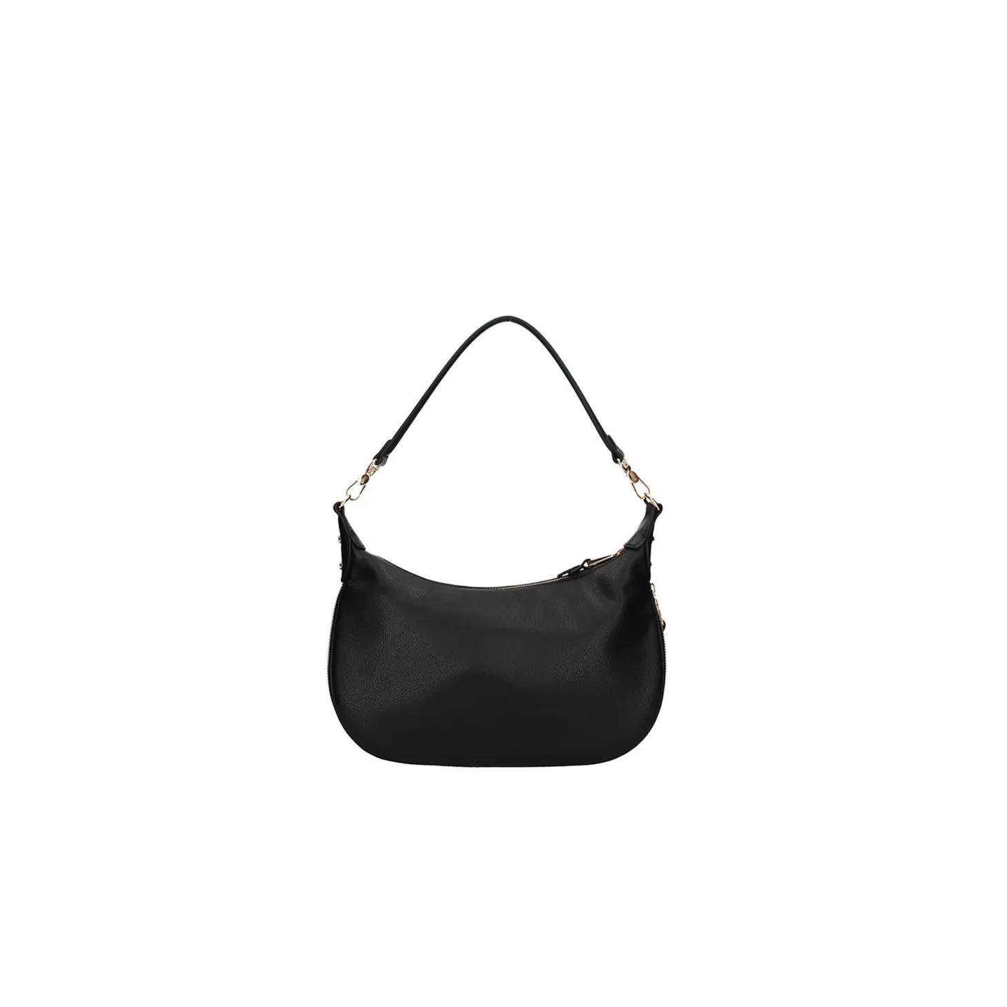 Borsa a spalla in ecopelle con logo dorato nero