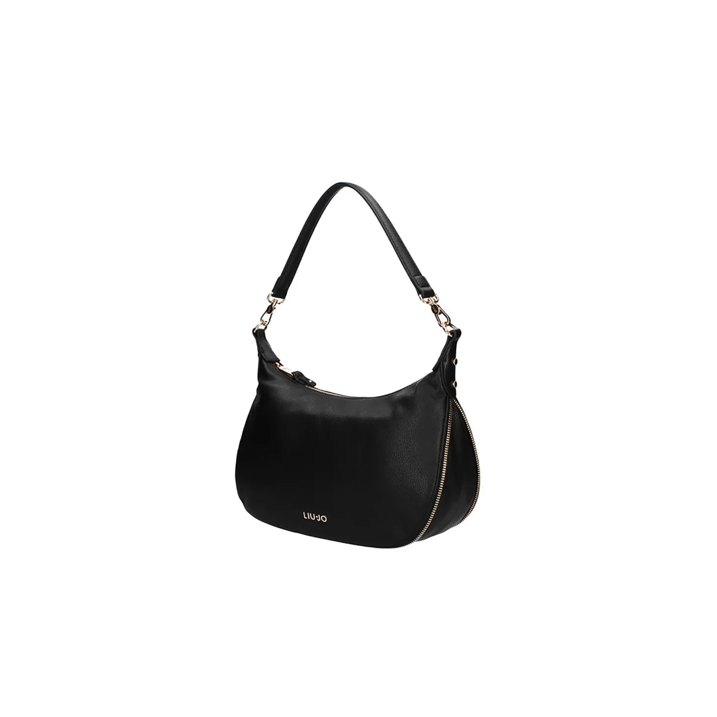 Borsa a spalla in ecopelle con logo dorato nero