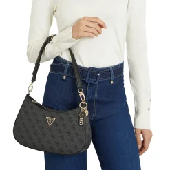 Borsa a spalla Noelle coal logo grigio/nero