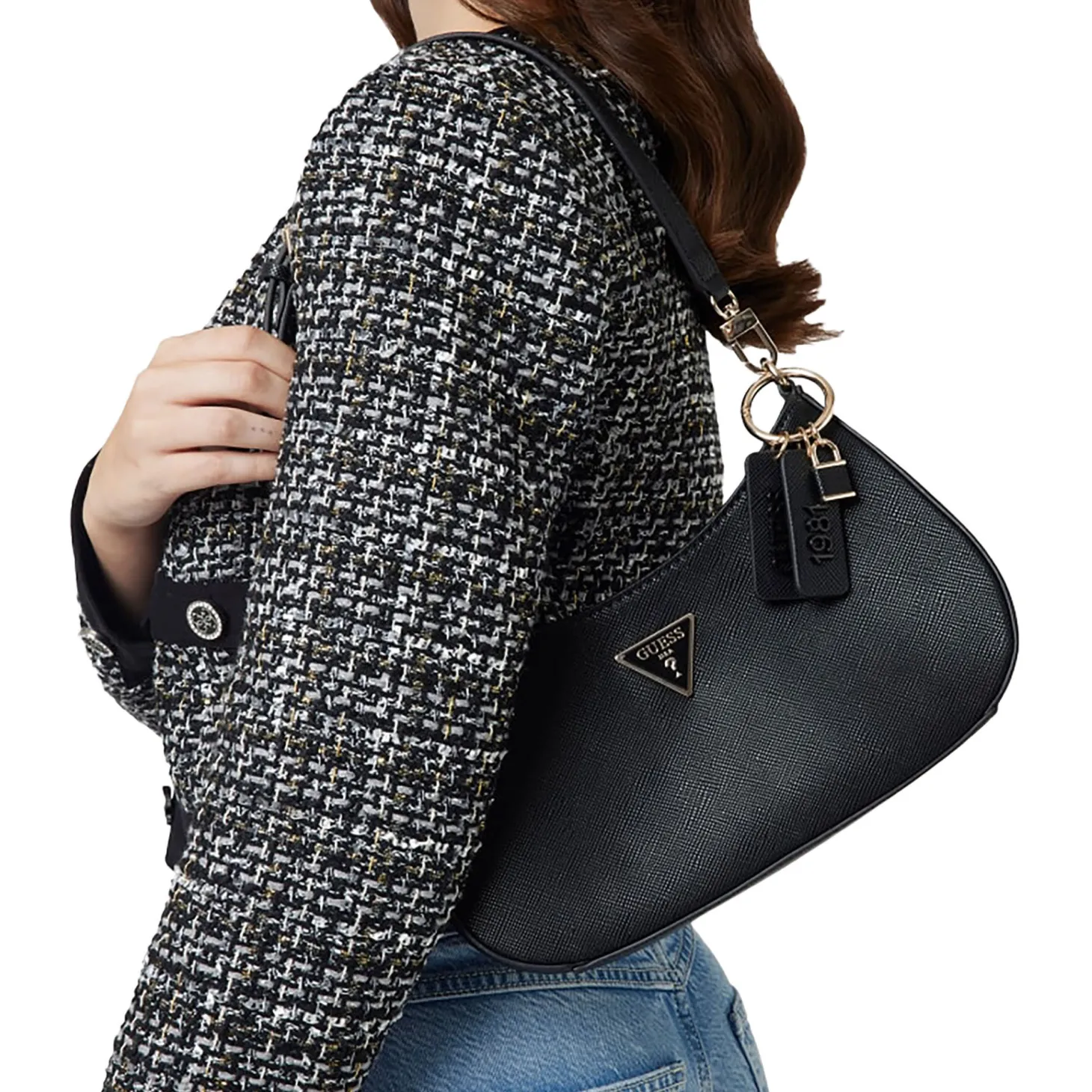Borsa a spalla Noelle logo nero