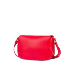 Borsa a tracolla con placca dorata rosso