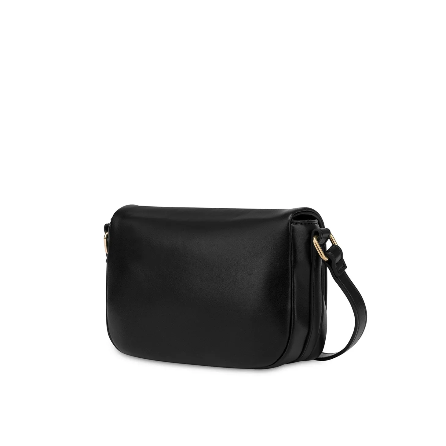 Borsa a tracolla con placca dorata nero