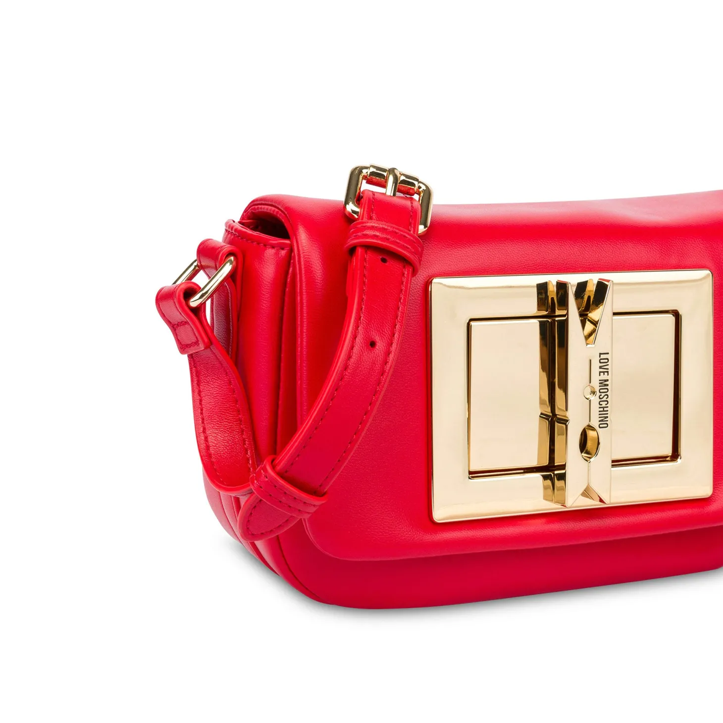 Borsa a tracolla con placca dorata rosso