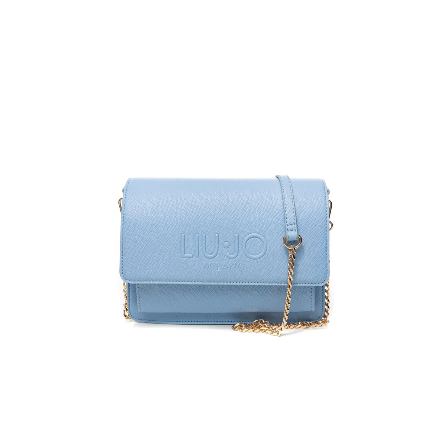 Borsa a tracolla logo stampato celeste