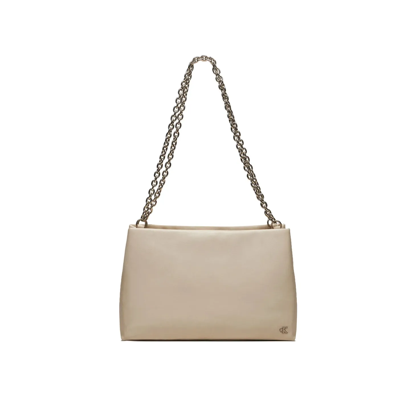 Borsa tote con logo in rilievo ecrù