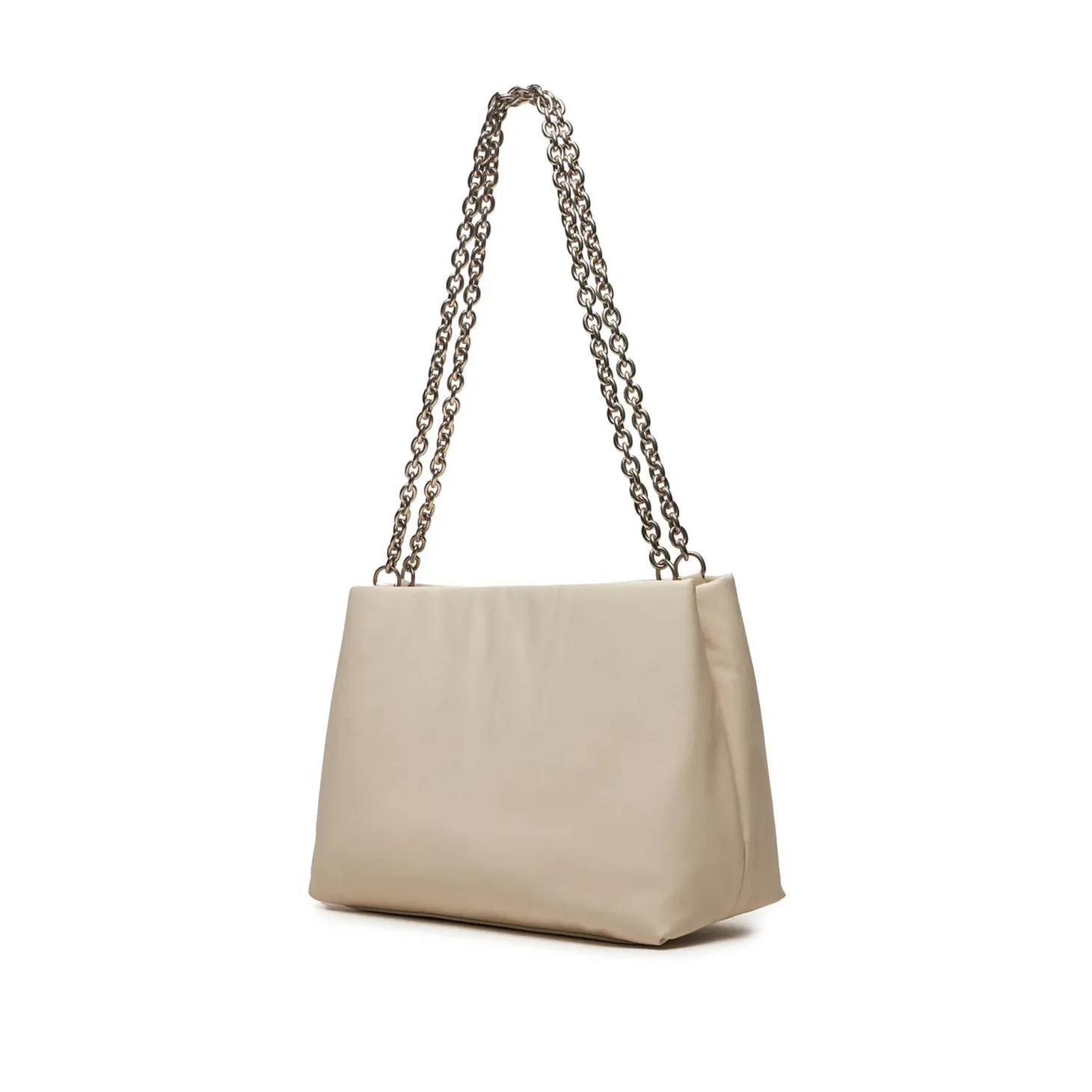 Borsa tote con logo in rilievo ecrù