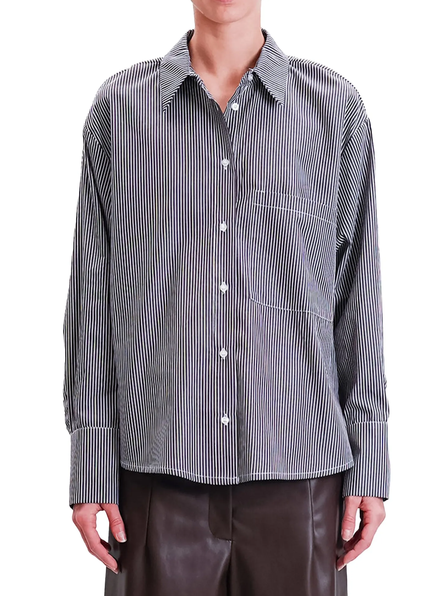 Camicia a righe con tasca bianco/nero