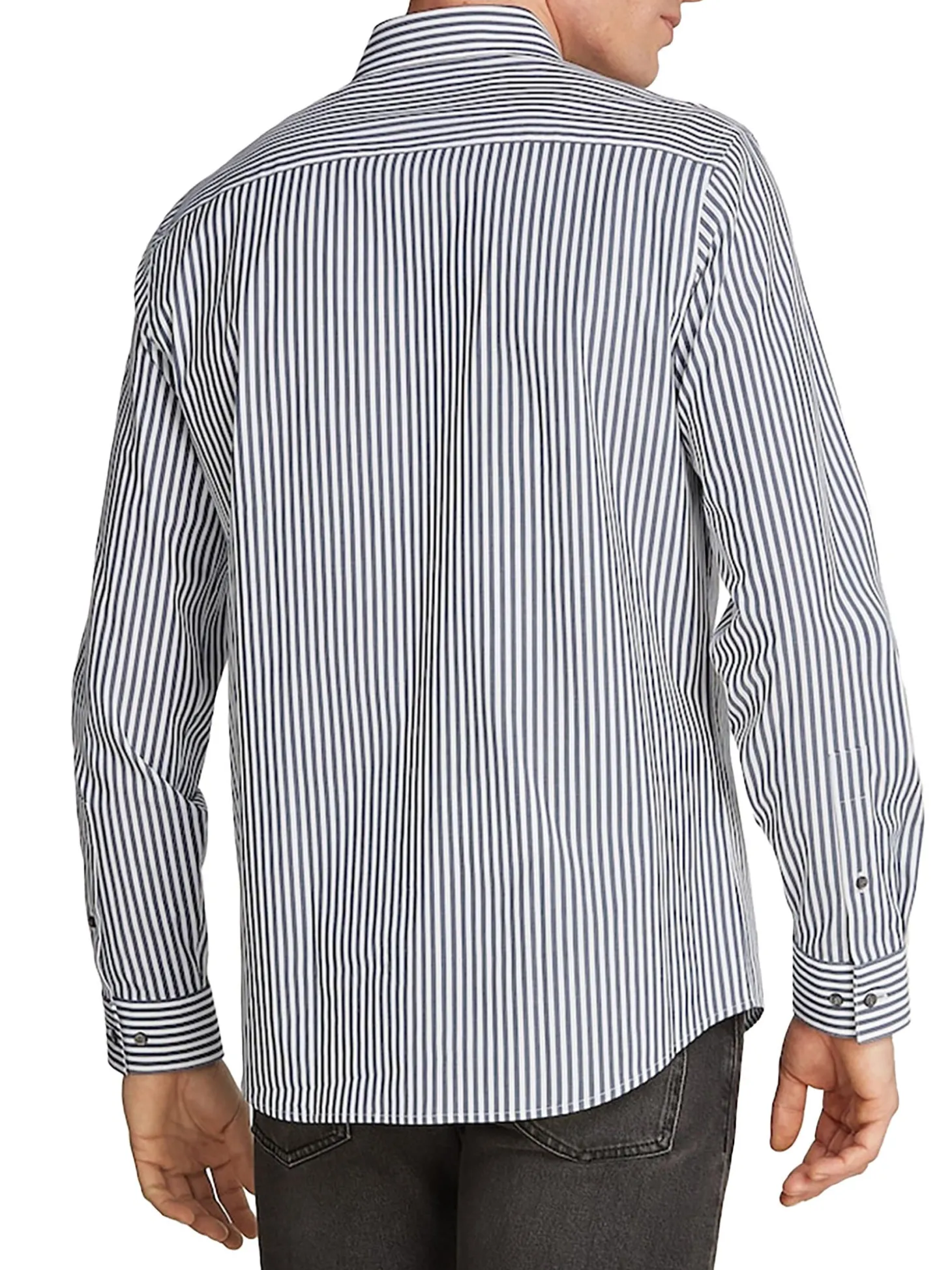 Camicia a righe in popeline blu e bianco