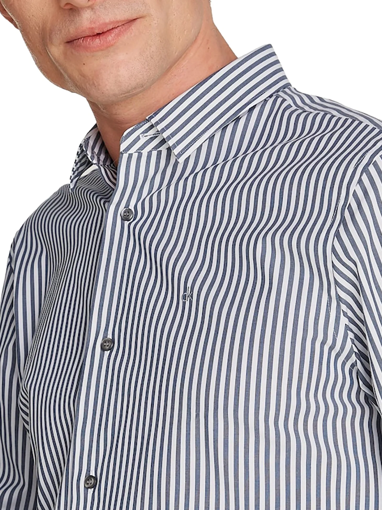 Camicia a righe in popeline blu e bianco