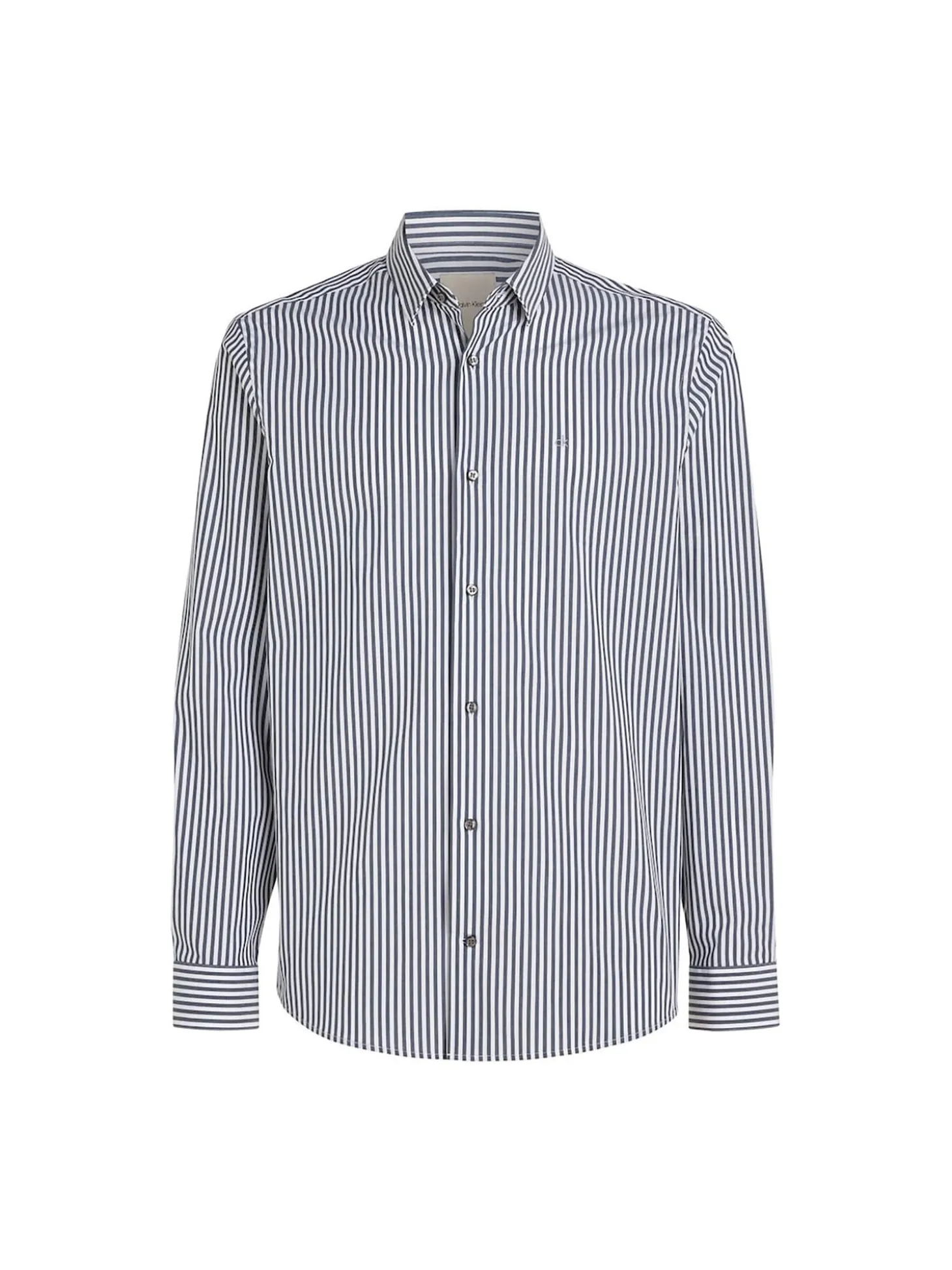 Camicia a righe in popeline blu e bianco