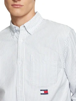 Camicia a righe oxford bianco/celeste
