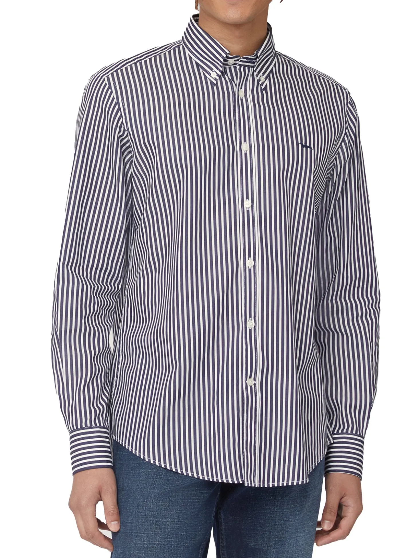 Camicia a righe verticali blu