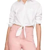 Camicia ampia cropped con fiocco bianca