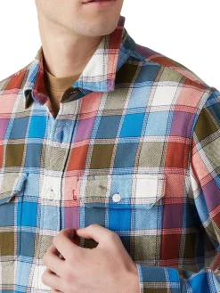 Camicia con motivo geometrico blu multi