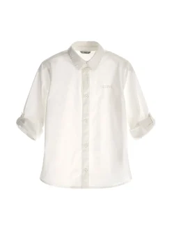 Camicia con ricamo logo frontale bianco