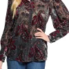 Camicia con ricamo pasley e trasparenze multicolore